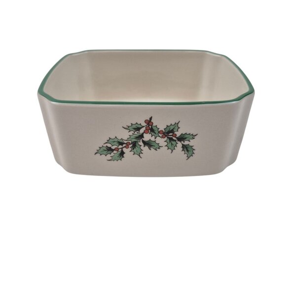 Spode Christmas Tree Medium Candy Dish England Vintage S3324 Green Trim - Picture 10 of 10